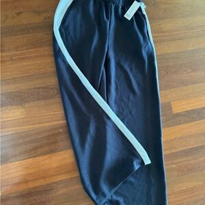 Black Track Pants with White Stripe